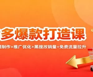 拼多多爆款打造课：竞品分析+标题制作+推广优化+黑搜改销量+免费流量拉升