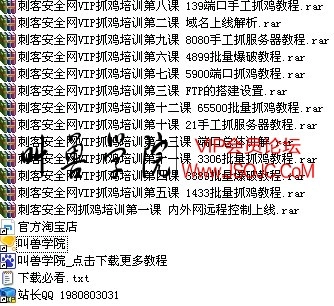 黑客教程,黑客抓鸡教程,入侵教程,端口抓鸡,抓肉鸡教程,刺客安全网抓鸡VIP课程（无加密）