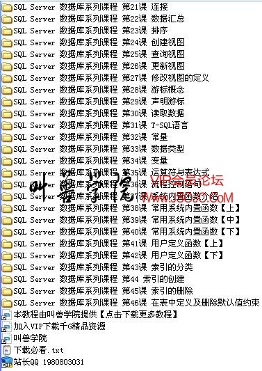 黑手VIP教程SQL Server 数据库系列课程